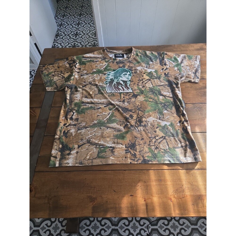 LOCAL N8V Native American Woman Camo Graphic Shirt Streetwear Tee 2XL XXL